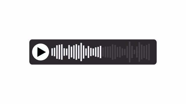 Voice Message Playback Animation on Transparent Background, Audio Waveform Motion Graphic, 4K Channel.
