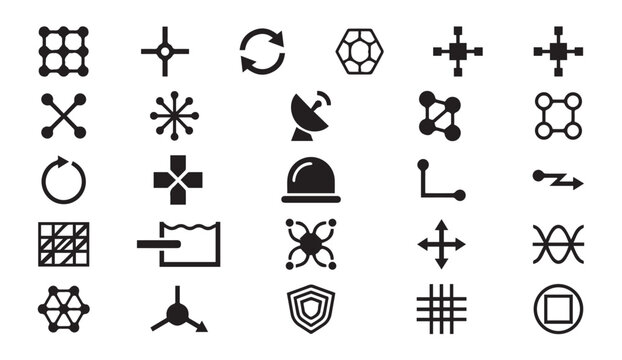 Technical communication and data network connectivity symbols collection