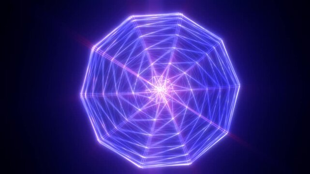 Purple glowing wireframe portal with geometric polygon lines