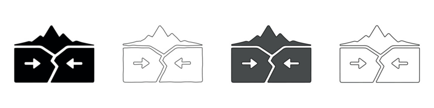 Diagram illustrating convergent plate boundary and mountain formation with arrows