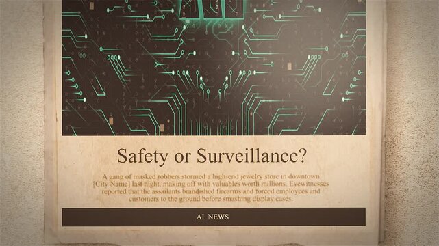 AI in Policing Safety or Surveillance Newspaper Style Headline Titles new Style
