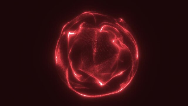 Glowing red energy sphere with fluid mesh texture