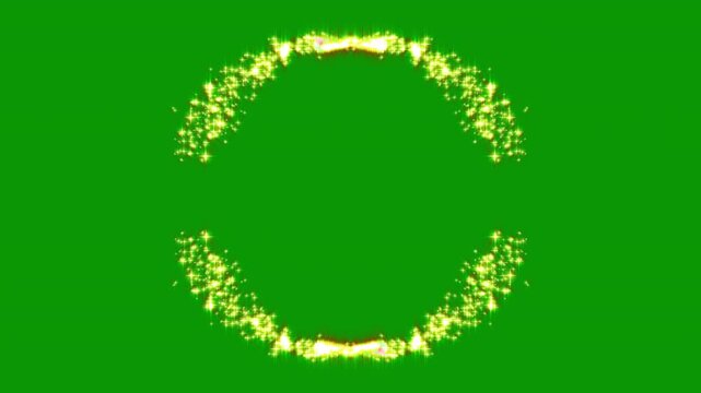 Magic golden glitter sparkles trail with twinkling stars animation, fast glittering star lines, stars blinking sparkle cute animation, sparkling starry line effect on green screen, 4k animation