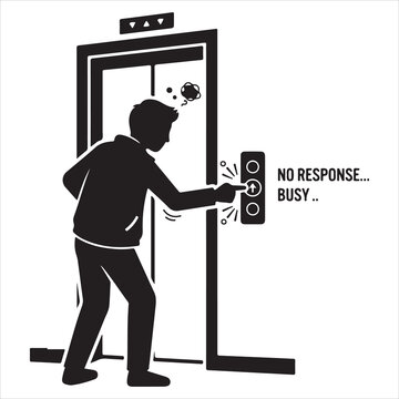 Man frustrated by busy elevator signalling no response