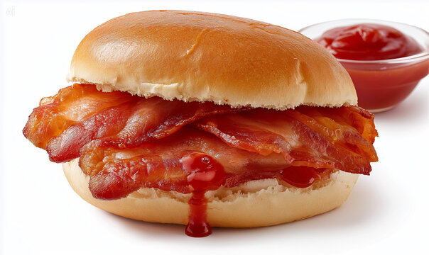 Crispy bacon sandwich isolated on white background