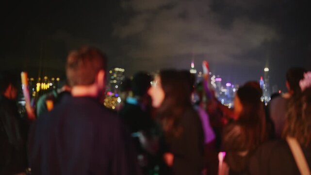 abstract people at a roof top party