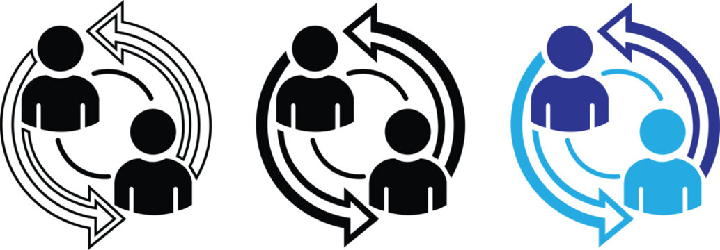 User replacement and employee rotation vector icon set with circular cycle arrows