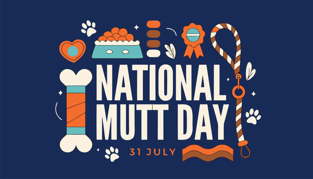National mutt day graphic design with various cute pet icons
