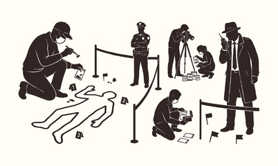 Crime scene investigation silhouette. © Avartde
