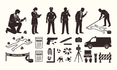 Crime scene investigation silhouette. © Avartde