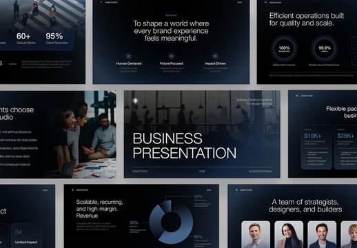 Black Presentation Template in Minimal Dark Hues & Modern Minimalist Corporate Style