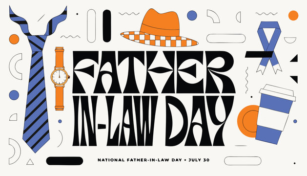 Stylish graphic design celebrating father in law day with icons