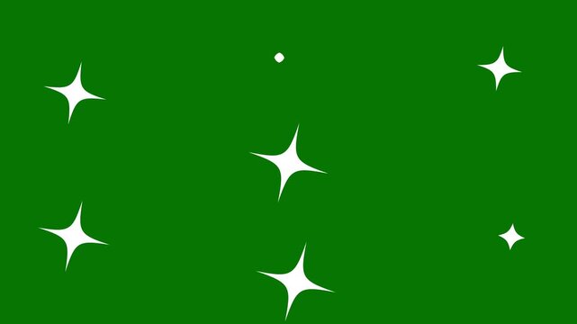 sparkling star animation,white glowing fairy sparkle line burst, cartoon sparkle stars twinkling,Glow twinkle movement timeline,Abstract loop center glow star,on green screen background.4k video