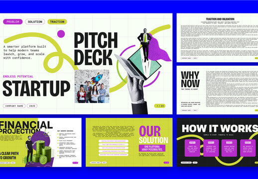 Creative Startup Pitch Deck Presentation Template for Investor Slide Decks & Fundraising Roadmaps