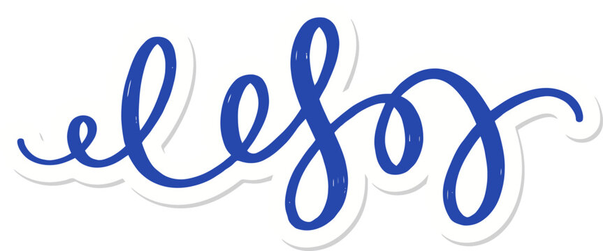 Blue cursive lettering on white background, elegant handwritten script vector, decorative calligraphic swirls for graphic design projects