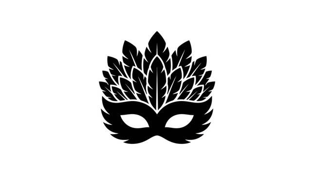 Simple eye mask with thick feather trim silhouette