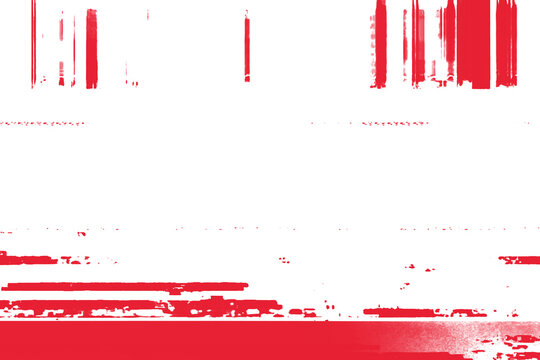 Horizontal distortion of broken video image on red background, VHS effect, glitch digital color pixel noise. Stock abstract pixel background glitch . Color digital noise, VHS corrupted signal