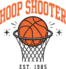 Hoop Shooter Basketball Vintage Sports Badge Vector Design Illustration © Trendy