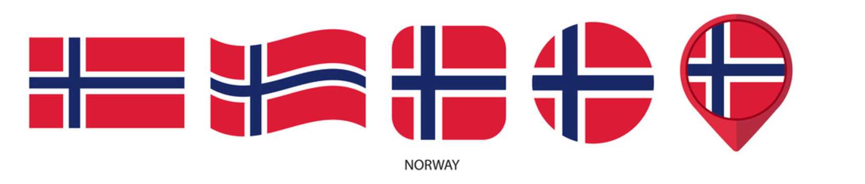 Norway flag icon set on transparent background