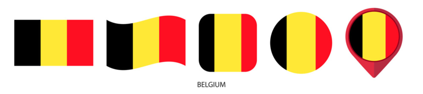 Belgium flag icon set on transparent background