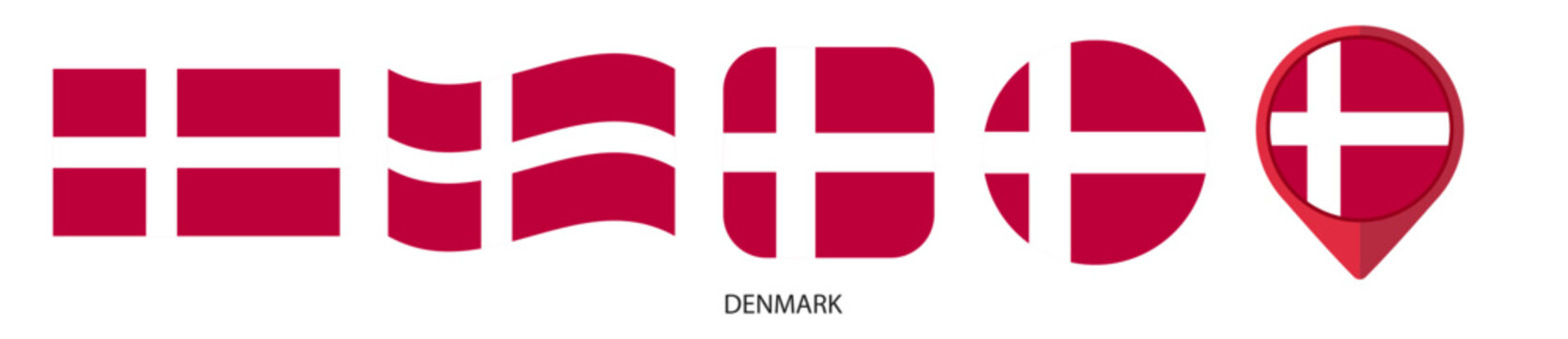 Denmark flag icon set on transparent background