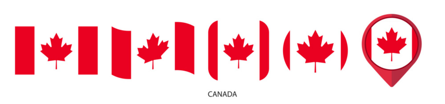 Canada flag icon set on transparent background