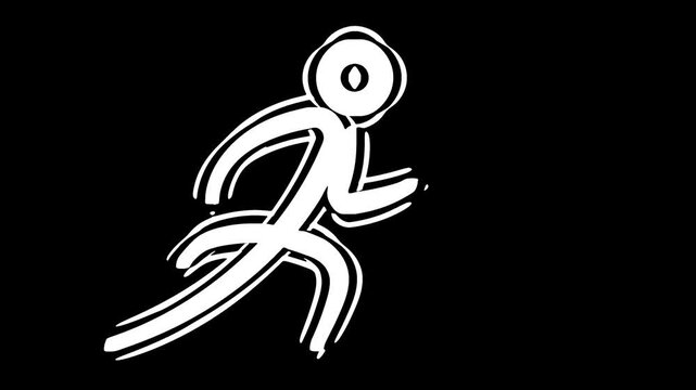 Running stick figure character abstract motion graphic runner sport fitness