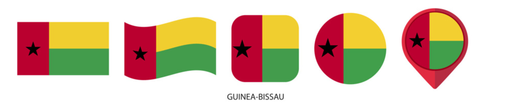 Guinea Bissau flag icon set on transparent background