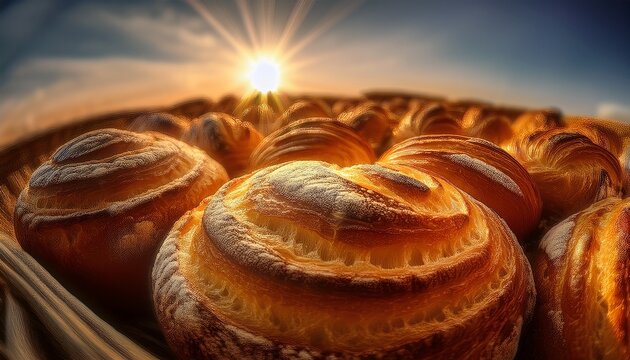microscopic canyons of perfectly baked bread crust glisten with butter sheen a landscape of golden deliciousness under a wide lens artisanal baked goods