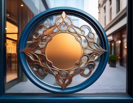 business logo window glass mockup company door signage shop front branding logo decal office entrance circle emblem modern reflection