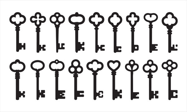 Decorative Classic Skeleton Keys Minimal Vector Collection