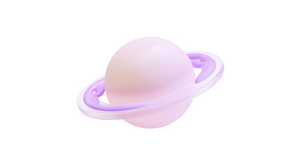 Soft pink planet with purple rings, isolated on transparent background © Elena