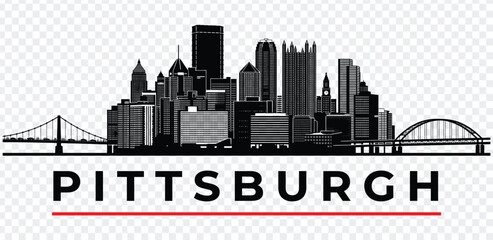 Obraz premium Pittsburgh city skyline silhouette vector illustration