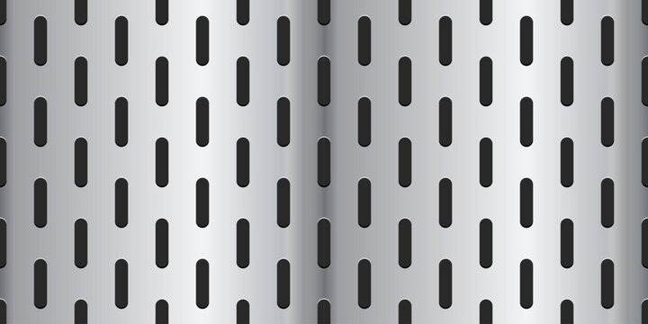 Texture wall perforated for hole plate realistic and black background metal. Gradient vector brushed for bar pegboard copper and sheet car silver. Speaker dot perforation for seamless mechanic.