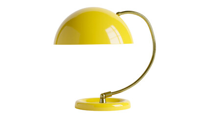 Shiny yellow dome desk lamp with flexible brass arm, isolated on transparent background © Elena
