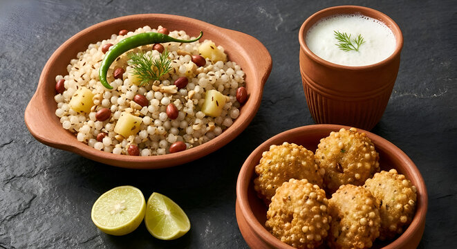 Traditional Indian Fasting Recipes Sabudana Upwas Food Platter