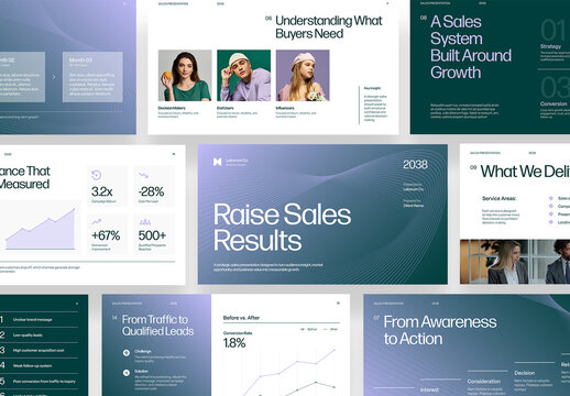 Sales Presentation Template For Business Performance Pitch Deck, Marketing Report & Project Proposal