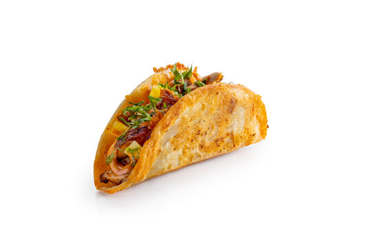 Crispy Pollo al Pastor Quesataco with Chipotle Crema and Cilantro with Clipping Path