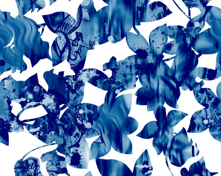 Seamless pattern with a blur effect and orchid flowers for summer textiles. High quality photo