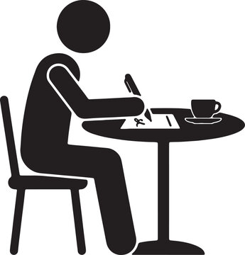 Person writing on document at table with cup of coffee illustration depicting office work professional productivity task management quiet study scene.