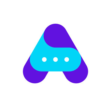 Creative letter A chat bubble logo design