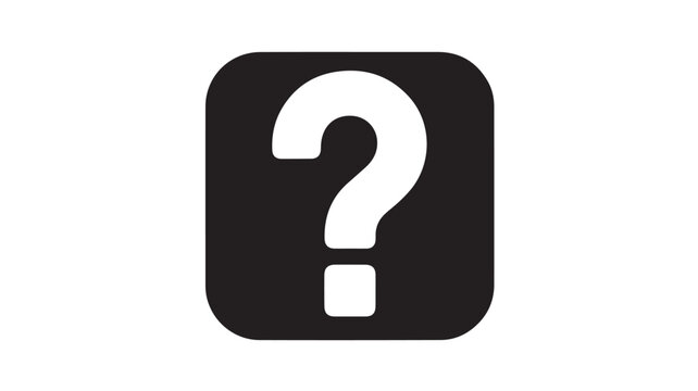 Question Mark in Solid Black Square, High Contrast UI Help Icon and Problem Solving Symbol Vector