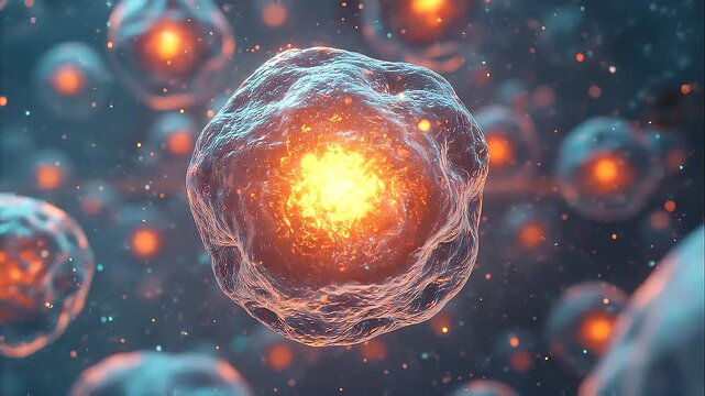 Cancer cells visualization, microscopic view of tumor cells, genetic mutation research, oncology, biotechnology, cellular biology, medical diagnostics, precision medicine. cells