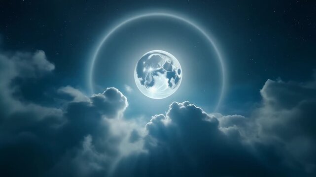 Ethereal Glowing Moon with Halo 4K Generative AI