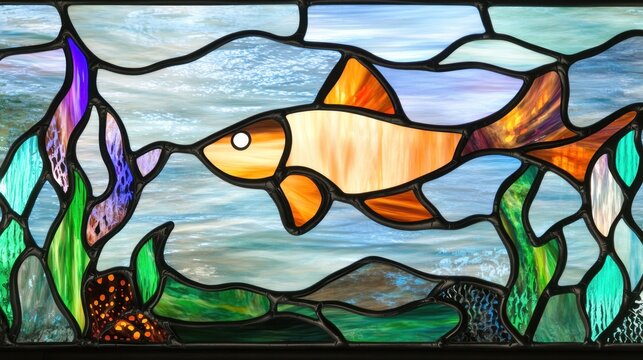 Gigapixel Stained Glass Fish Window 6x Detail