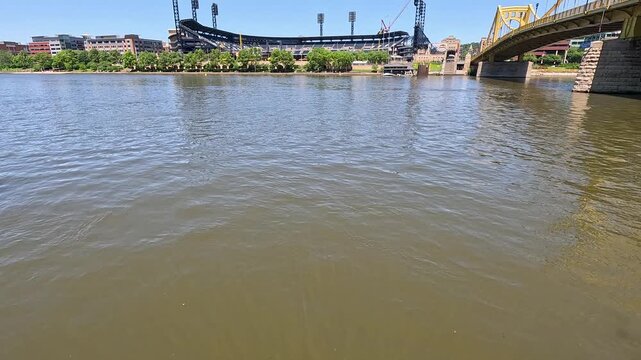 footage of PNC Park baseball stadium home of the Pirates in Pittsburgh Pennsylvania USA