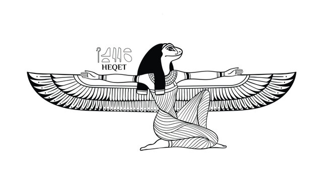  EGYPTIAN GODS Heqet  illustration tattoo black


