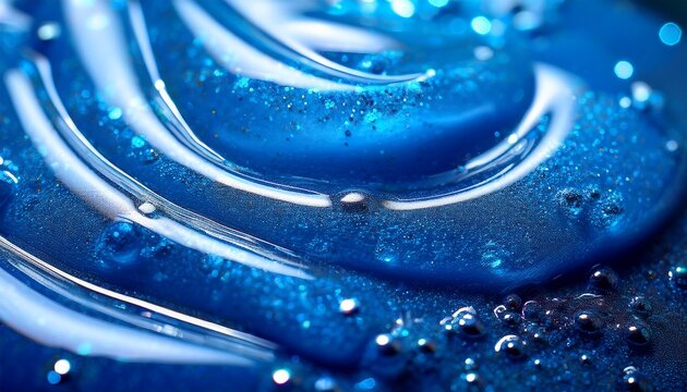 blue glitter liquid gel or slime texture close up
