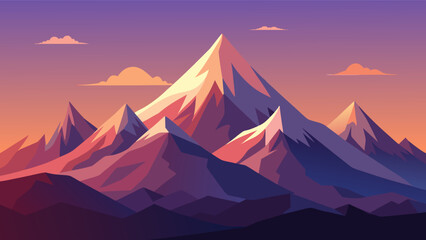 Vibrant mountain panorama with warm tones and layered peaks for adventure themes, landscape art and travel backgrounds. © yossi