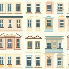 Fototapeta premium Stylized facades: a detailed building pattern